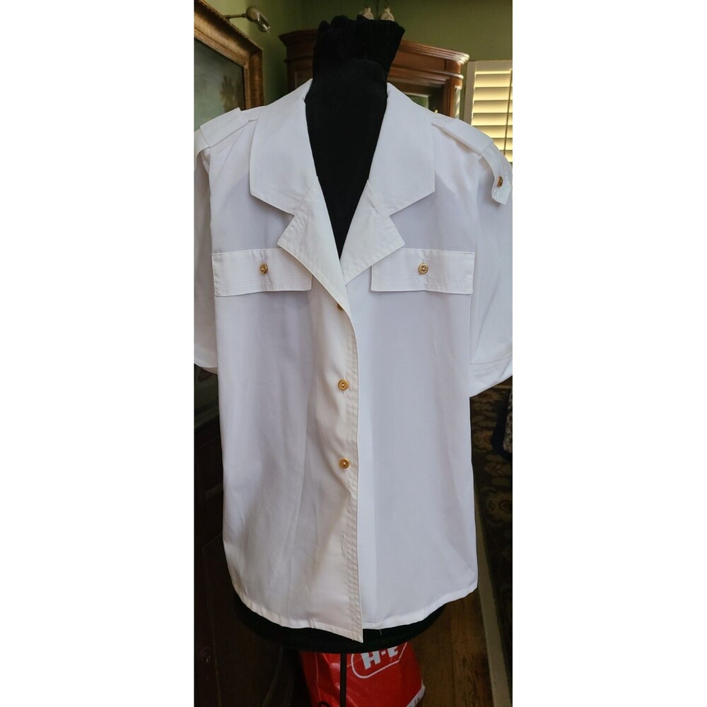 Vintage Josephine Puff Sleeve lapel Button Down Collar Blouse 10 20flat/27 long